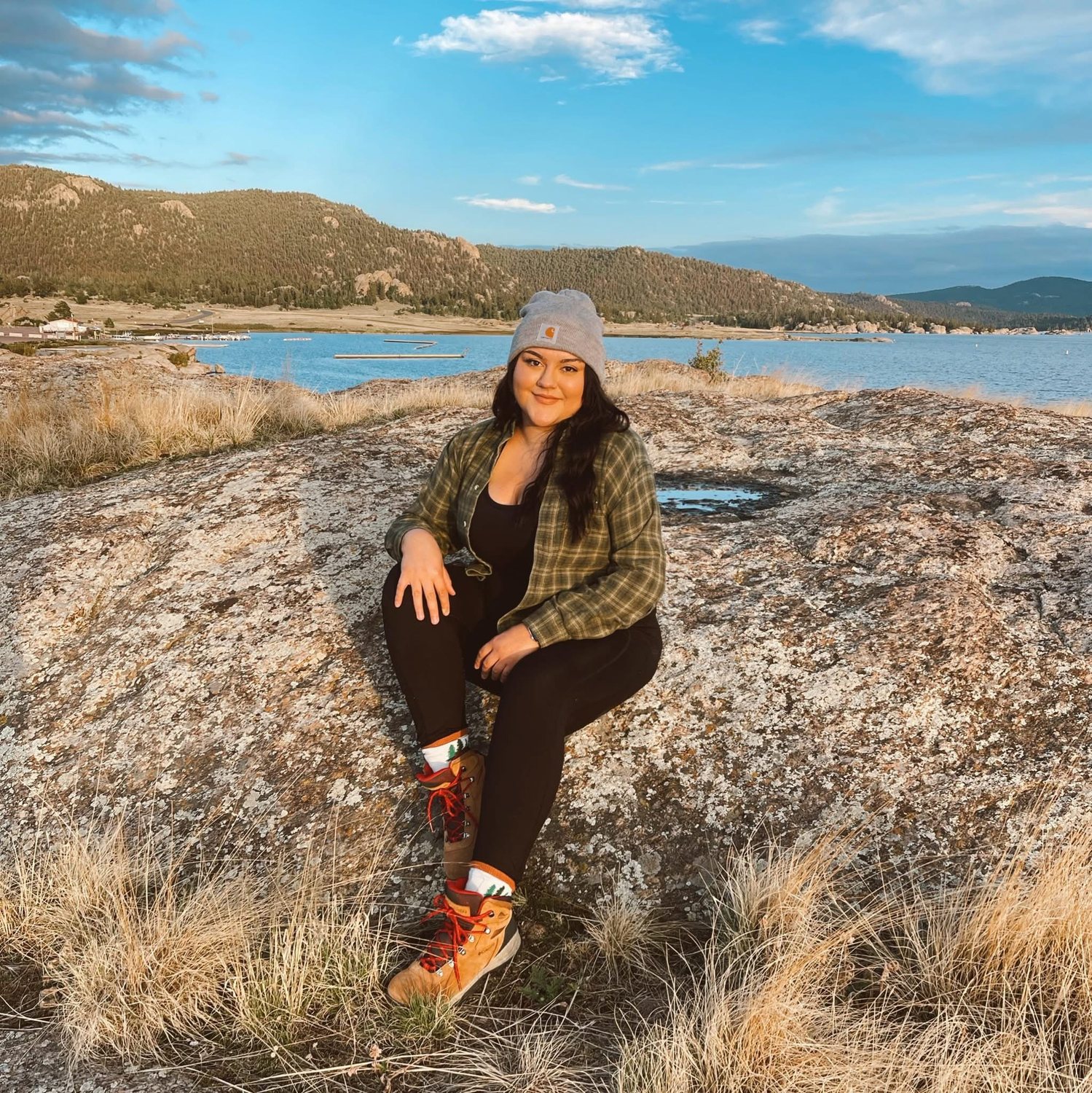 Relaxing beside a Colorado mountain lake